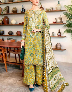 All-Over Print Embroidered Lawn Dress with Chiffon Dupatta