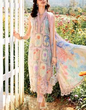 All-Over Print Embroidered EID Lawn Dress with Chiffon Dupatta