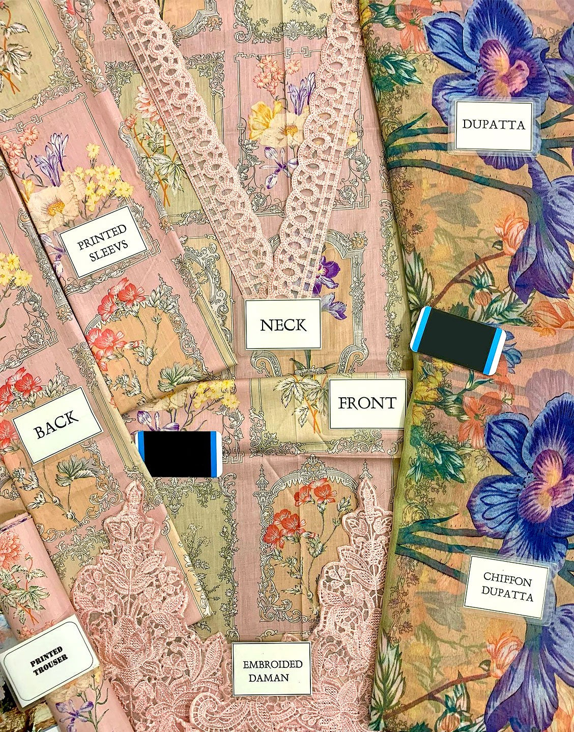 All-Over Print Embroidered EID Lawn Dress with Chiffon Dupatta