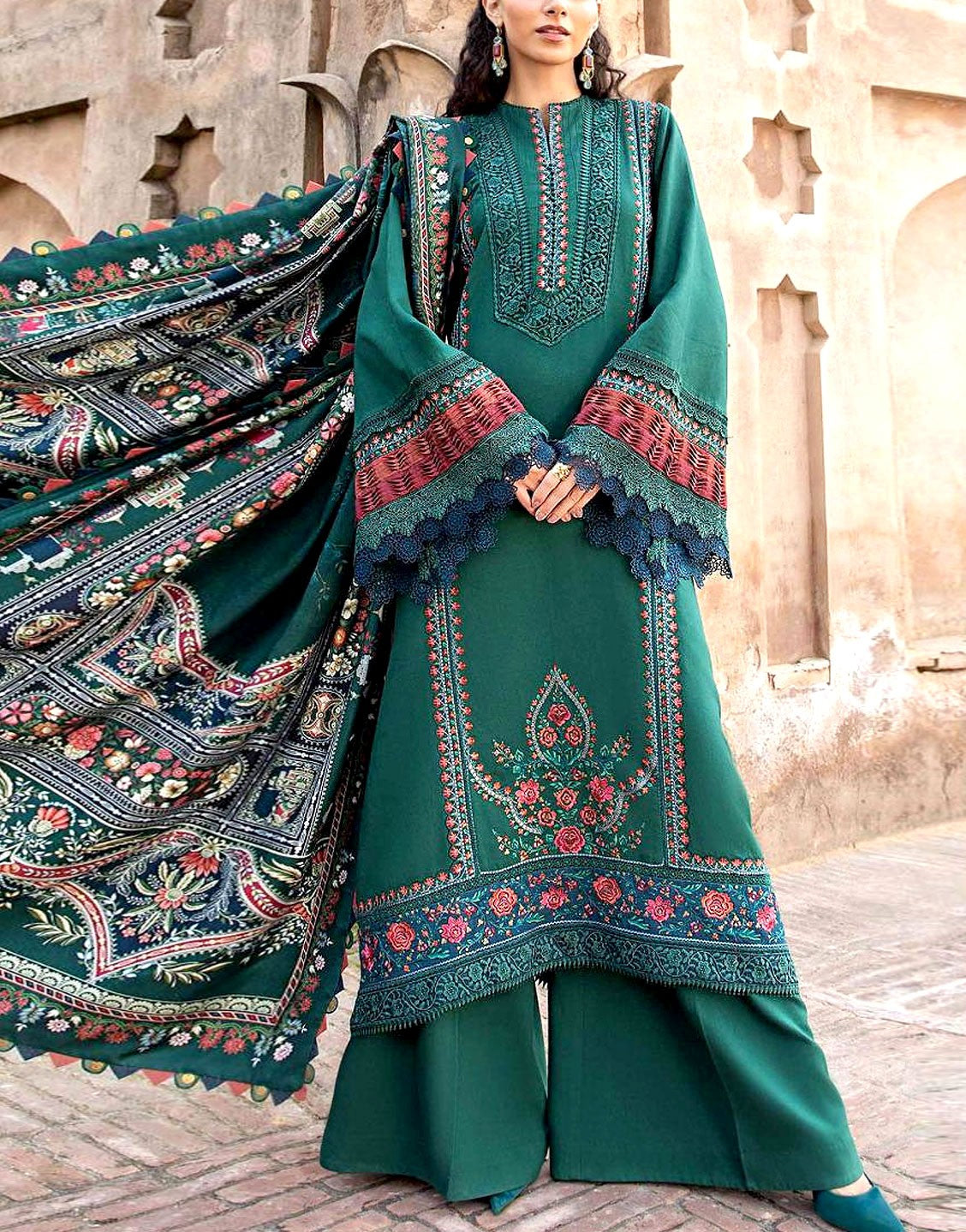 Heavy Panel Embroidered EID Lawn Dress with Chiffon Dupatta