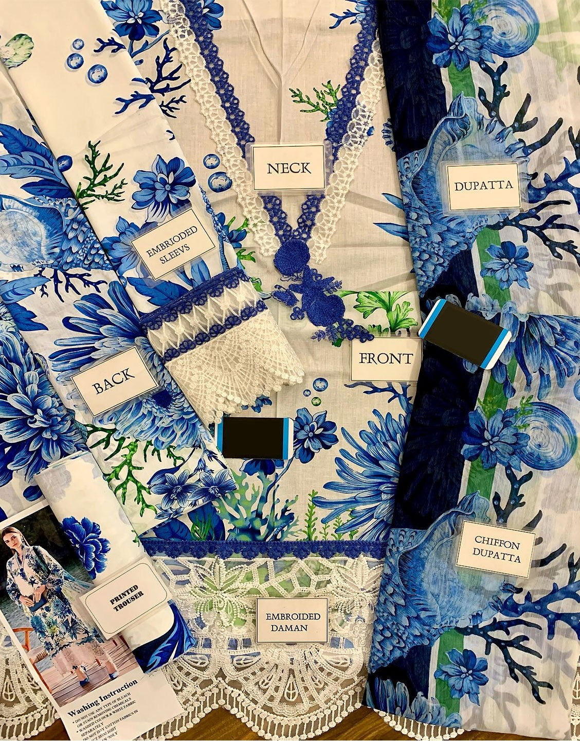 All-Over Print Embroidered EID Lawn Dress with Chiffon Dupatta