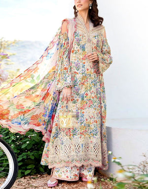 All-Over Print Embroidered Lawn Dress  with Chiffon Dupatta