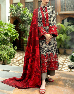 All-Over Print Embroidered Lawn Dress with Chiffon Dupatta
