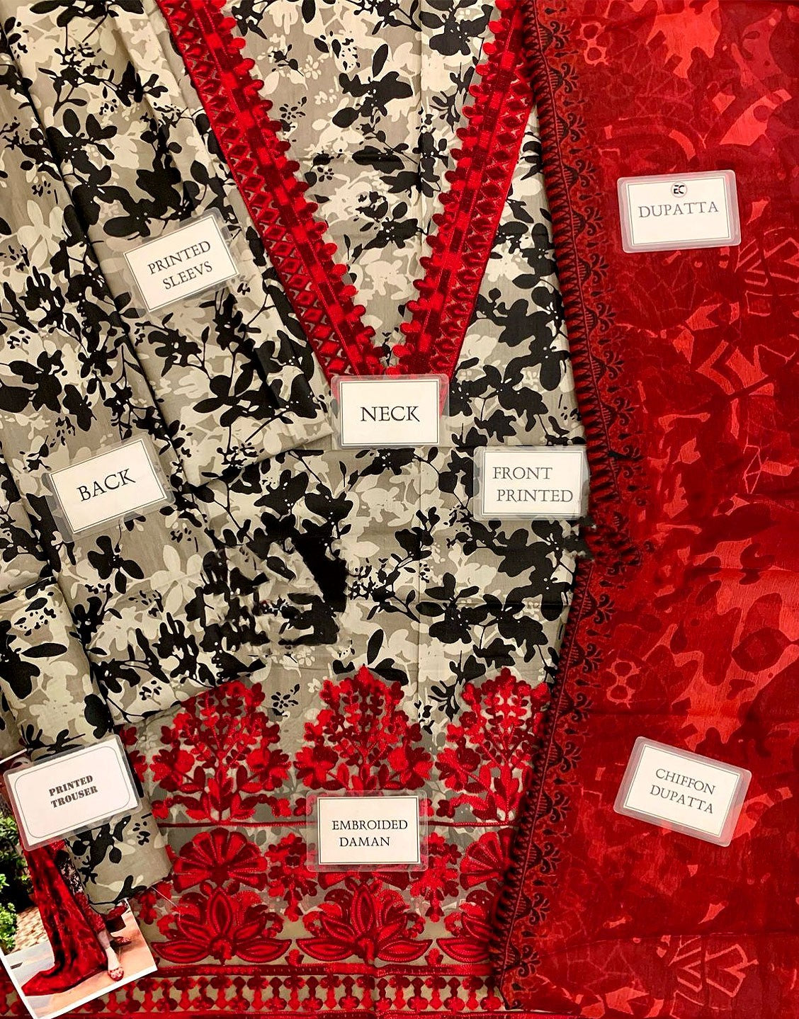 All-Over Print Black Embroidered Lawn Dress for Everyday & Party Wear