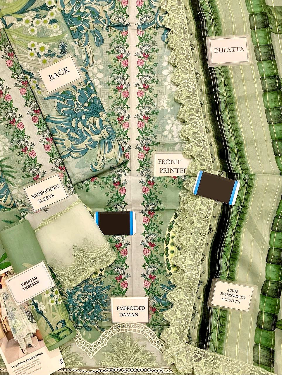 All-Over Print Embroidered Lawn Dress with Chiffon Dupatta