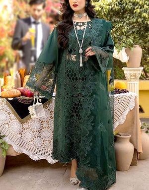 Luxury Heavy Schiffli Embroidered Lawn Dress with Emb. Organza Dupatta