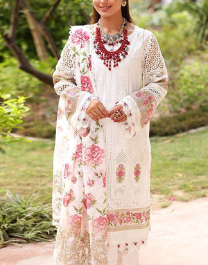 Luxury Heavy Schiffli Embroidered Lawn Party Dress  with Silk Dupatta