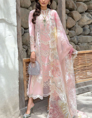 Luxurious Heavy Schiffli Embroidered Lawn Dress with 2-Side Emb. Organza Dupatta