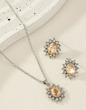 Elegant Sun Flower Style Necklace & Earrings Set for Girls