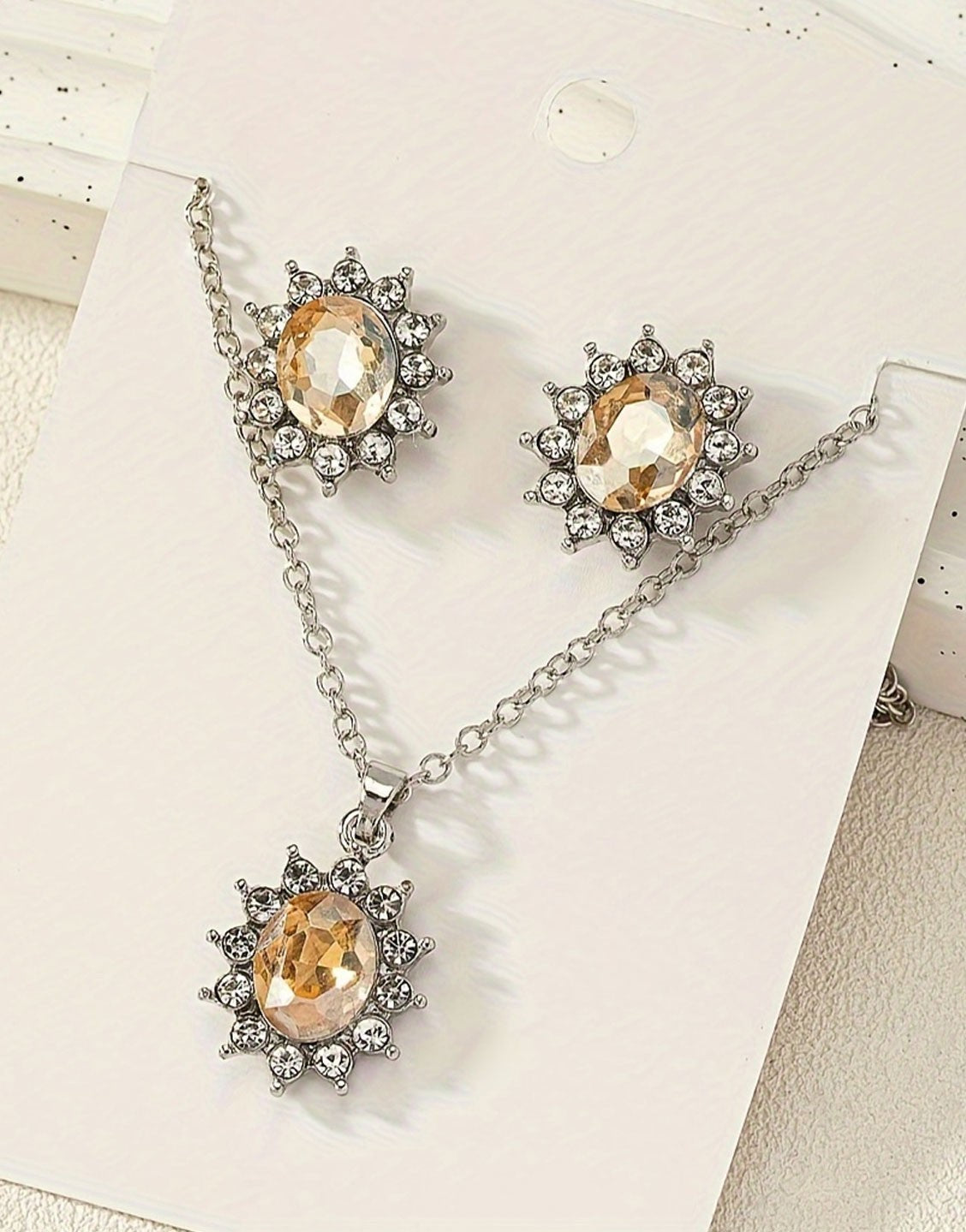 Elegant Sun Flower Style Necklace & Earrings Set for Girls