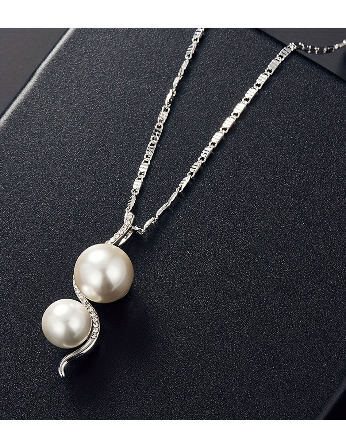 Elegant Faux Pearl Pendant Necklace & Earrings Set for Girls