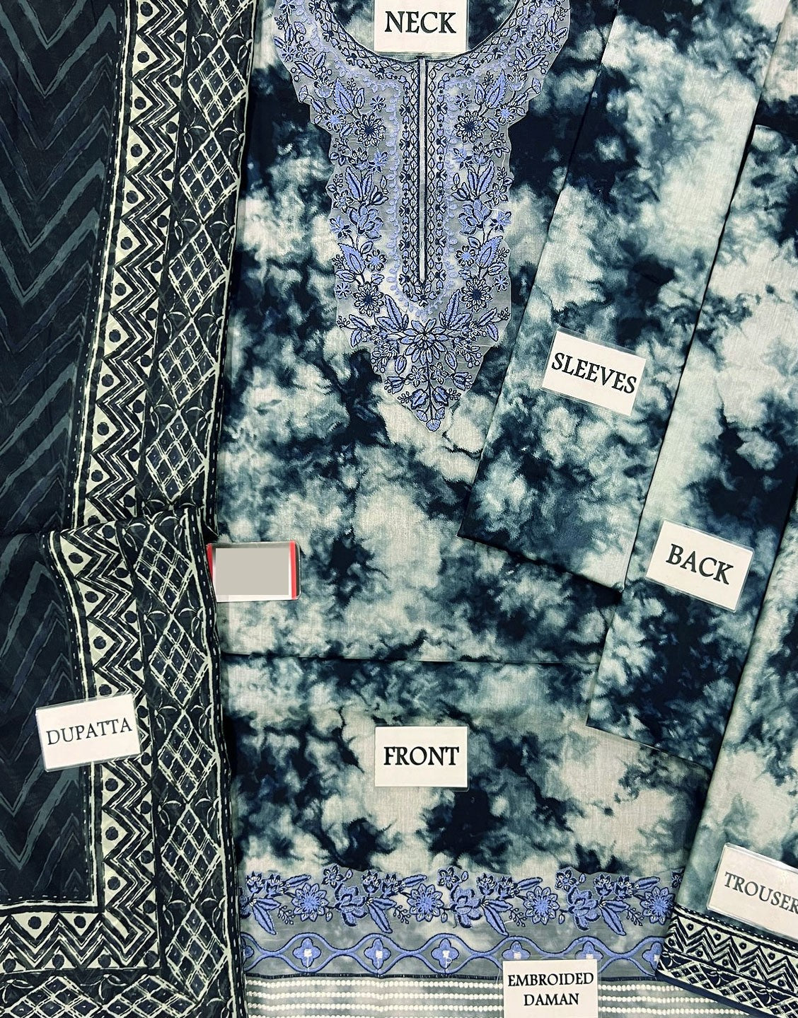 All-Over Digital Print Embroidered Lawn Dress with Silk Dupatta