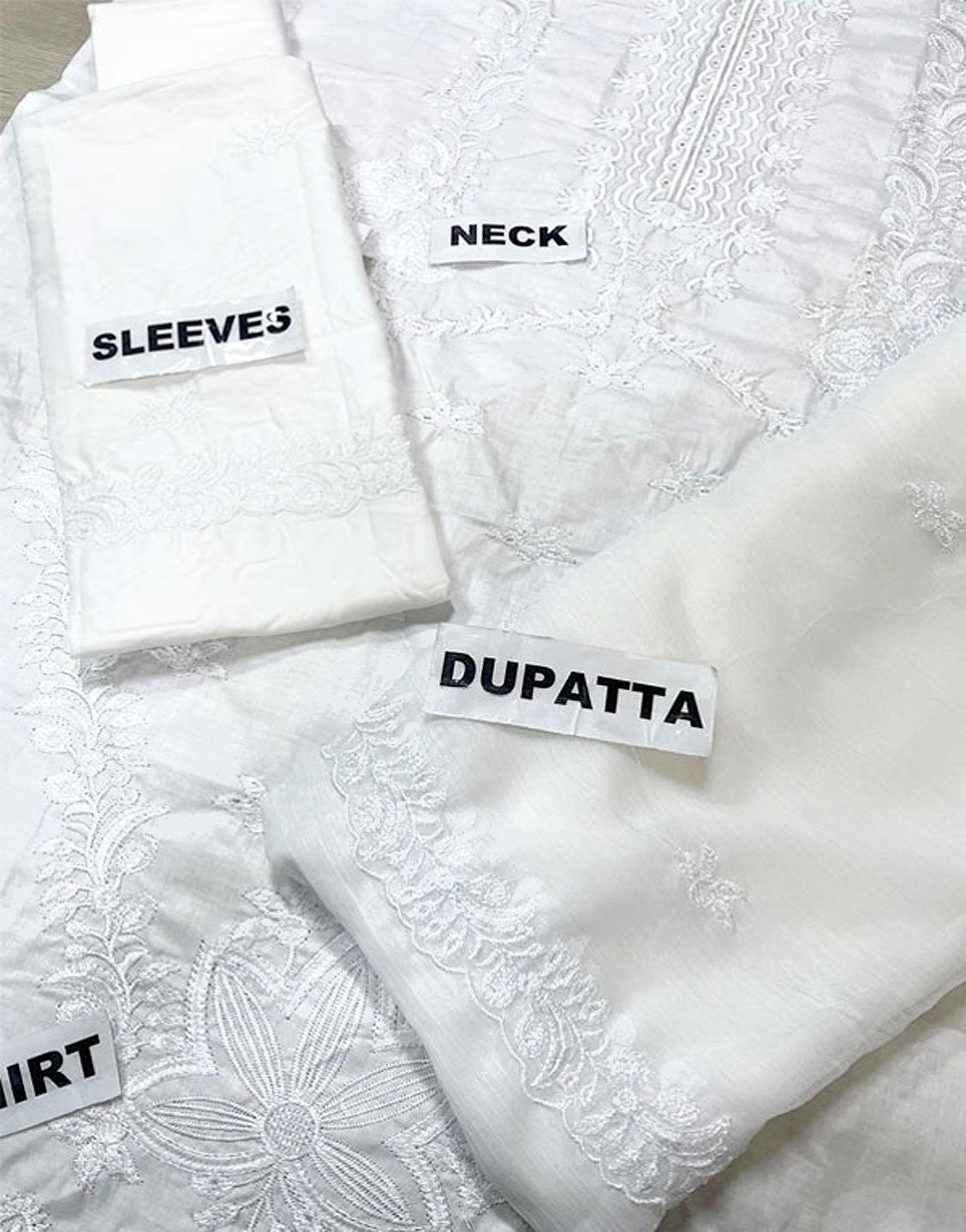 Luxury Embroidered Cotton Dress with Bamber Chiffon Dupatta