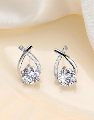 Vintage Style Rhinestone Embellished Silver Stud Earrings