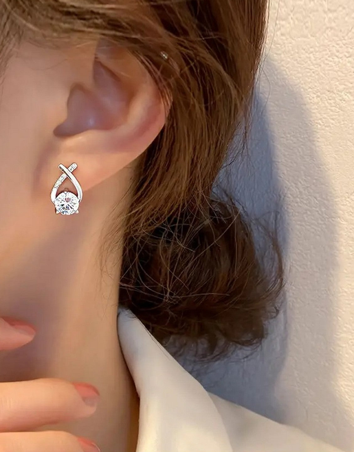 Vintage Style Rhinestone Embellished Silver Stud Earrings