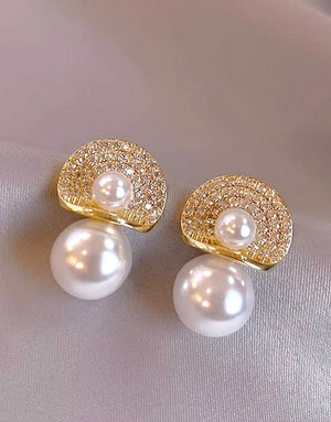 Imitation Pearl Geometric Design Zinc Alloy Earrings