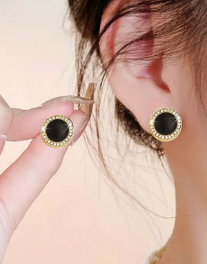 Round Shape Rhinestone Ear Studs Earrings