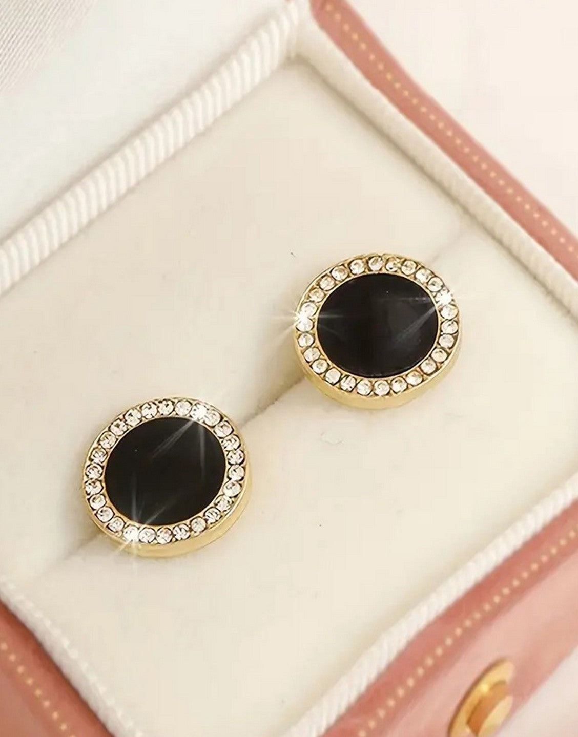 Round Shape Rhinestone Ear Studs Earrings