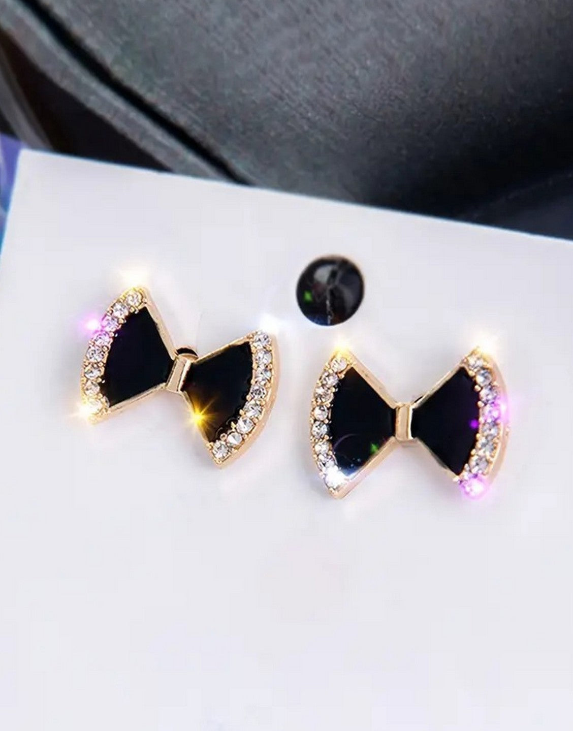 Bow Shape Rhinestone Ear Studs Earrings