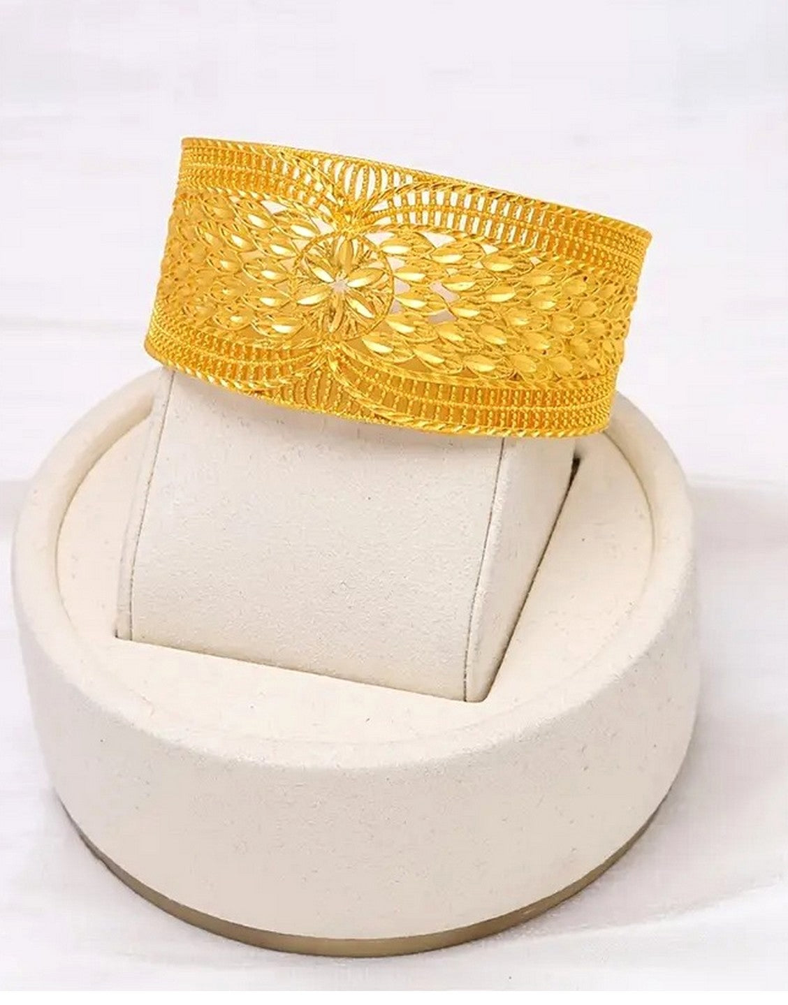 Elegant Open Cuff Golden Bangle Bracelet - Perfect for Party & Wedding Wear