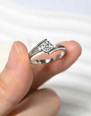 Adjustable Sparkling Cubic Zirconia Silver Finger Ring for Women