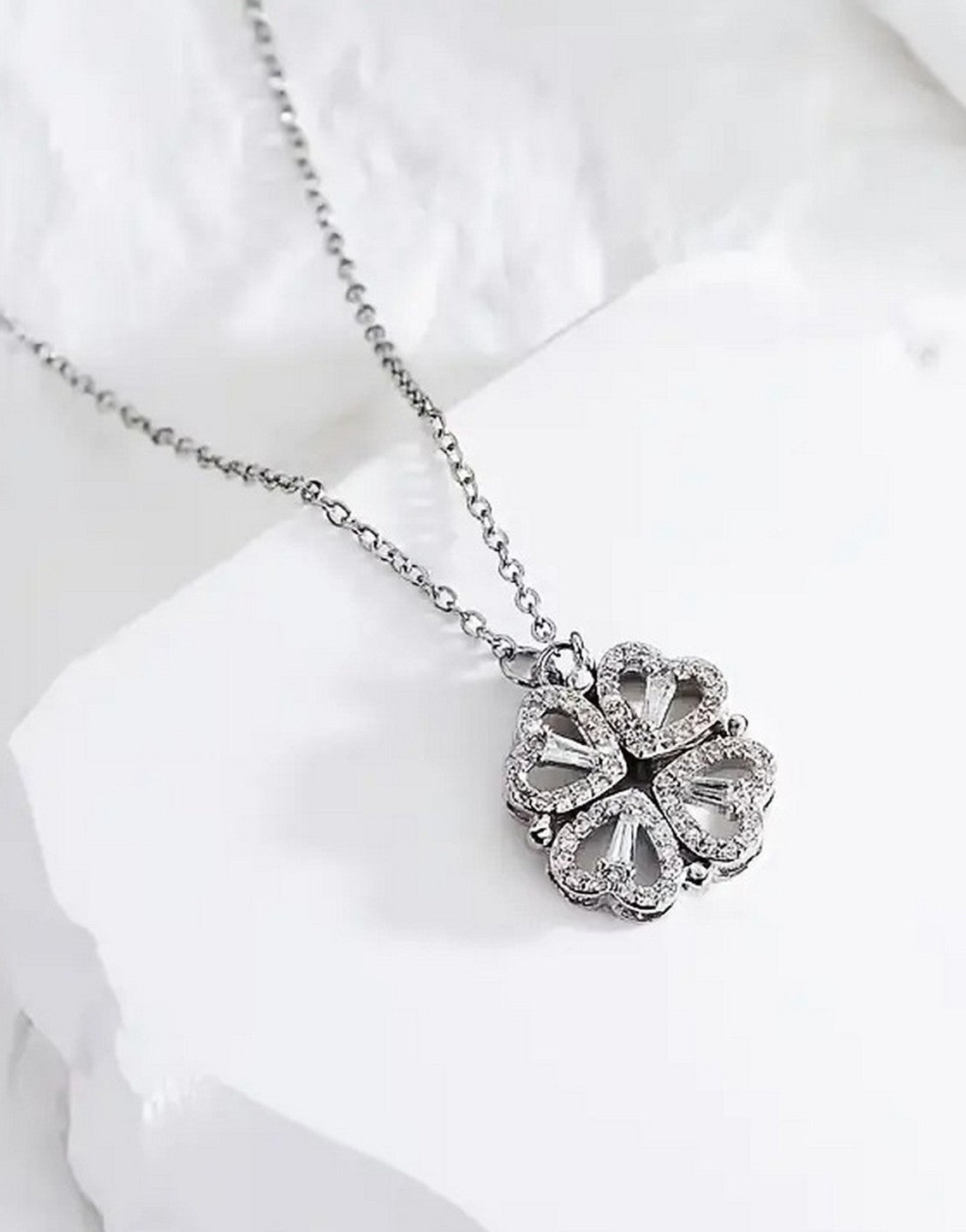 Luxury Double-Wearing Lucky Grass Design Silver Pendant Necklace - Perfect for Daily Wear & Gifting