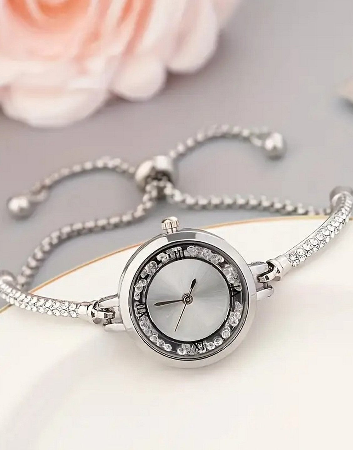 Elegant Silver Ladies Bracelet Watch