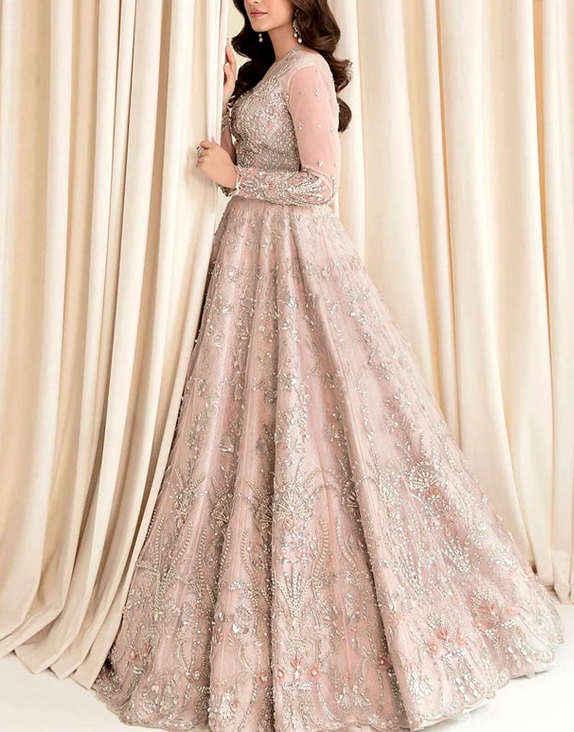 Luxurious Heavy Embroidered NET Bridal Wear Maxi with Emb. NET Dupatta