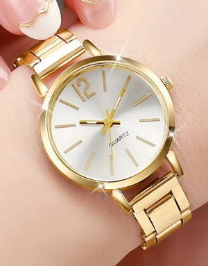 Fashionable Women's Analog Dial Quartz Watch - Golden