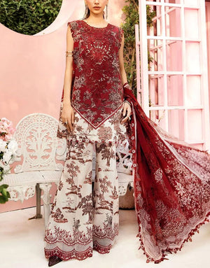 All-Over Print Embroidered Lawn Suit with Chiffon Dupatta