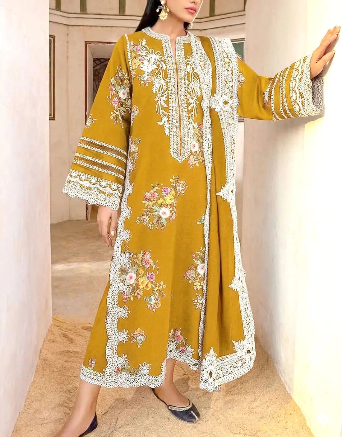 Heavy Embroidered EID Lawn Suit with Digital Print Banadora Dupatta