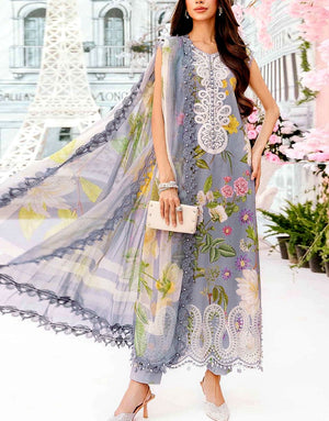 All-Over Print Embroidered Lawn Suit with Chiffon Dupatta