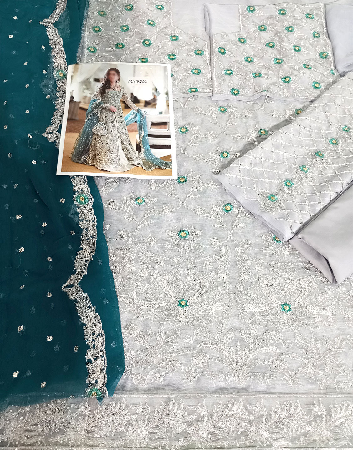 Luxury Heavy Embroidered Bridal Chiffon Maxi Dress