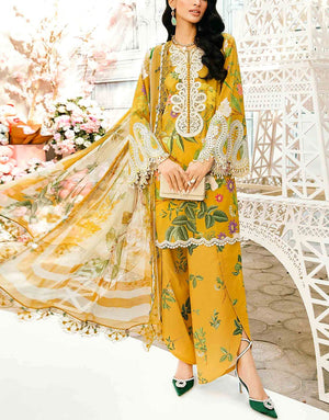All-Over Print Embroidered Lawn Dress with Printed Chiffon Dupatta