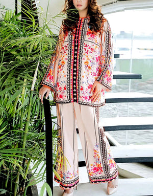 IB Angan All-Over Digital Print 3-Piece Khaddar Dress