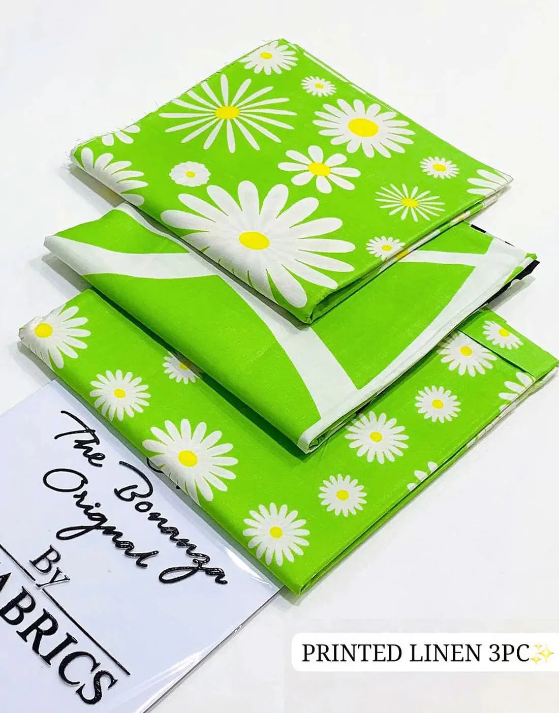 IB Bonanza All-Over Digital Print 3-Piece Linen Dress with Linen Dupatta