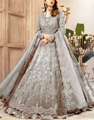 Luxurious 3D Handwork & Embroidered Net Bridal Maxi Dress