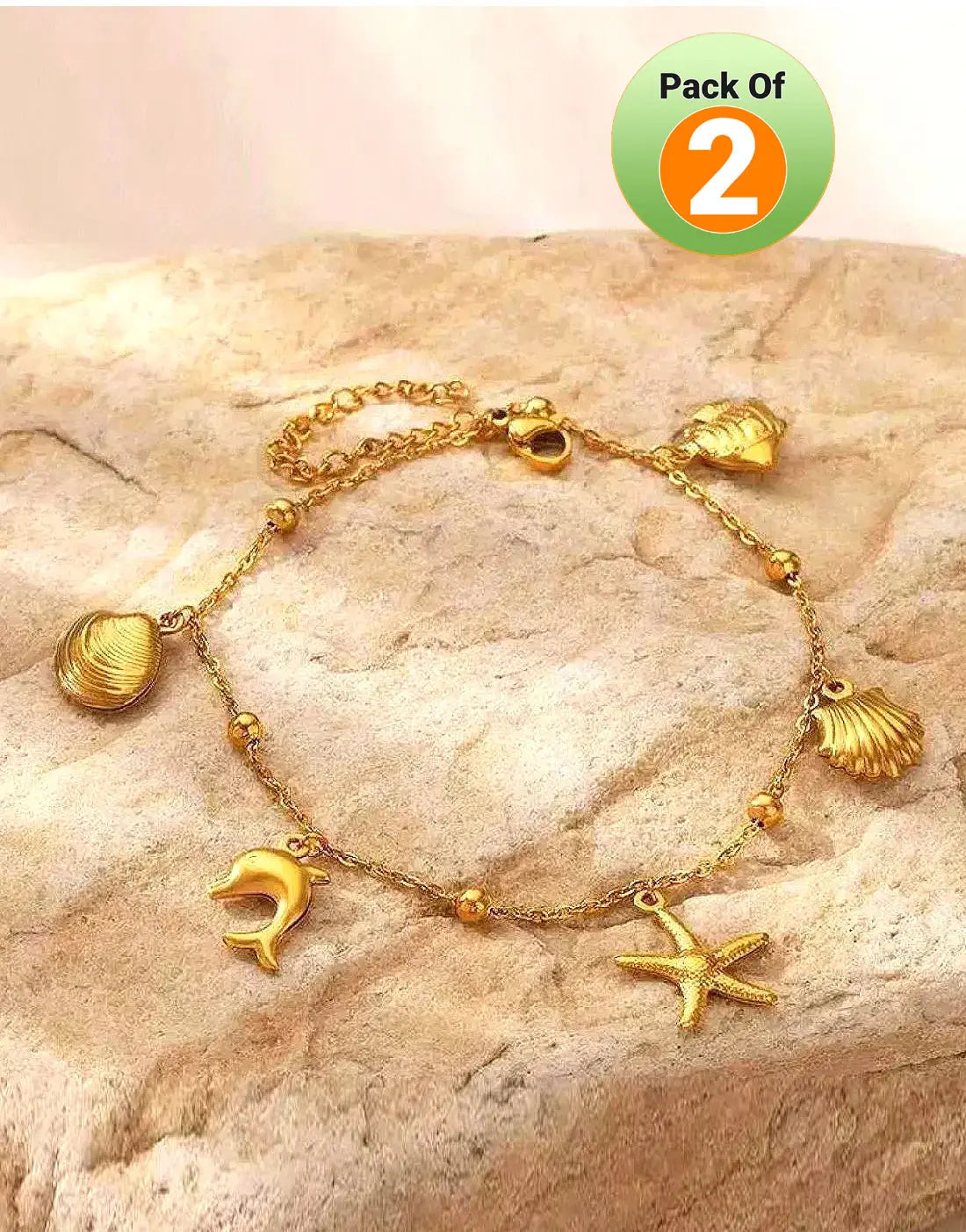 Pair of Stainless Steel Boho Seashell Charm Anklets – Shein