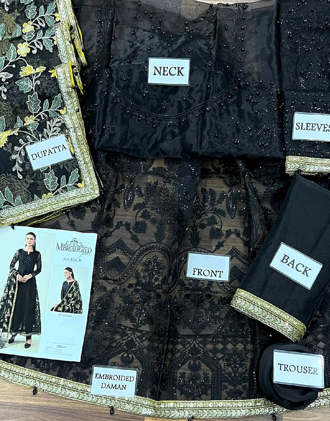 Premium Embroidered with Handwork Black Organza Party Frock for Pakistani Events
