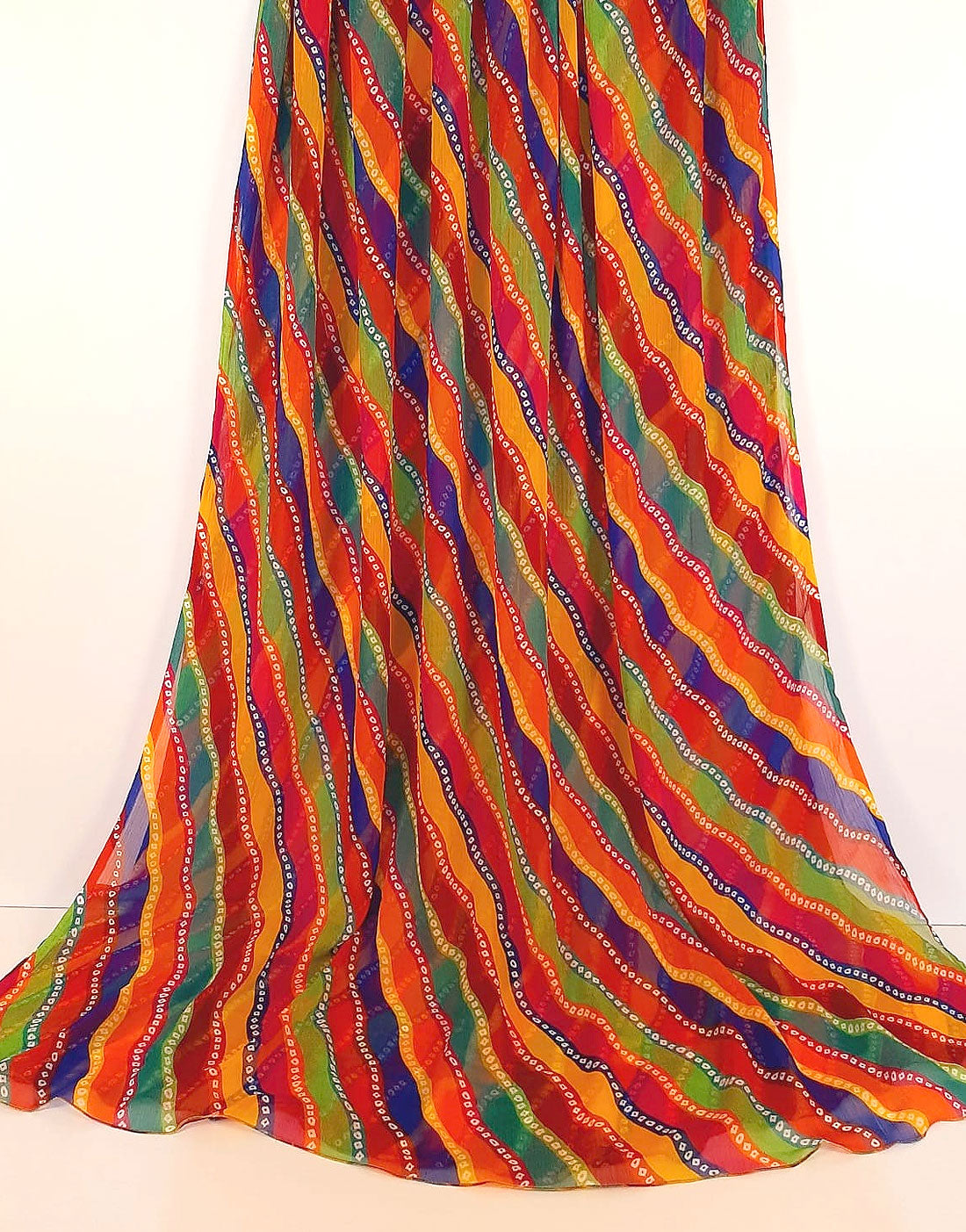 Multicolor Chunri Printed Chiffon Dupatta for Mayun & Mehndi Function