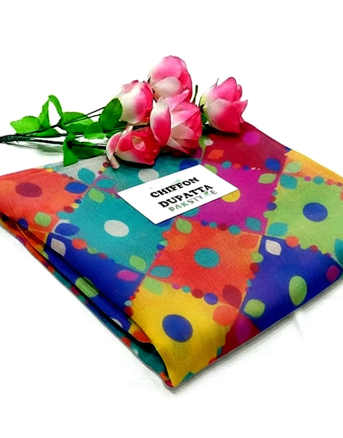 Multicolor Printed Chiffon Dupatta for Mayun & Mehndi Function