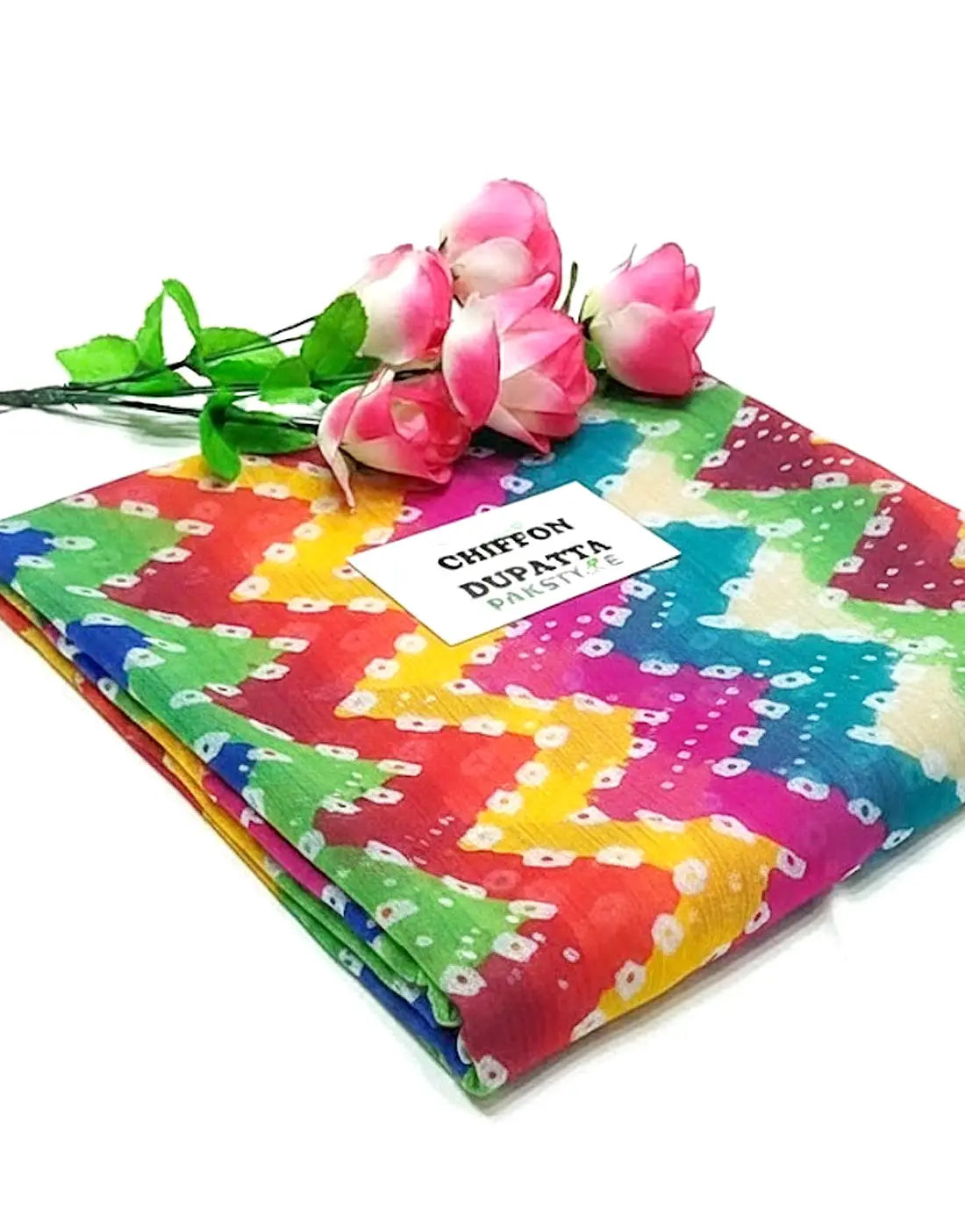 Multicolor Chunri Printed Chiffon Dupatta for Mayun & Mehndi Function