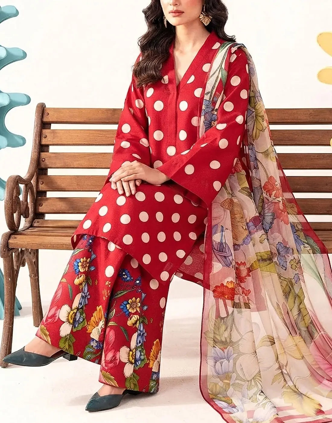 All-Over Print 3-Piece Lawn Suit Design 2026 with Soft Chiffon Dupatta