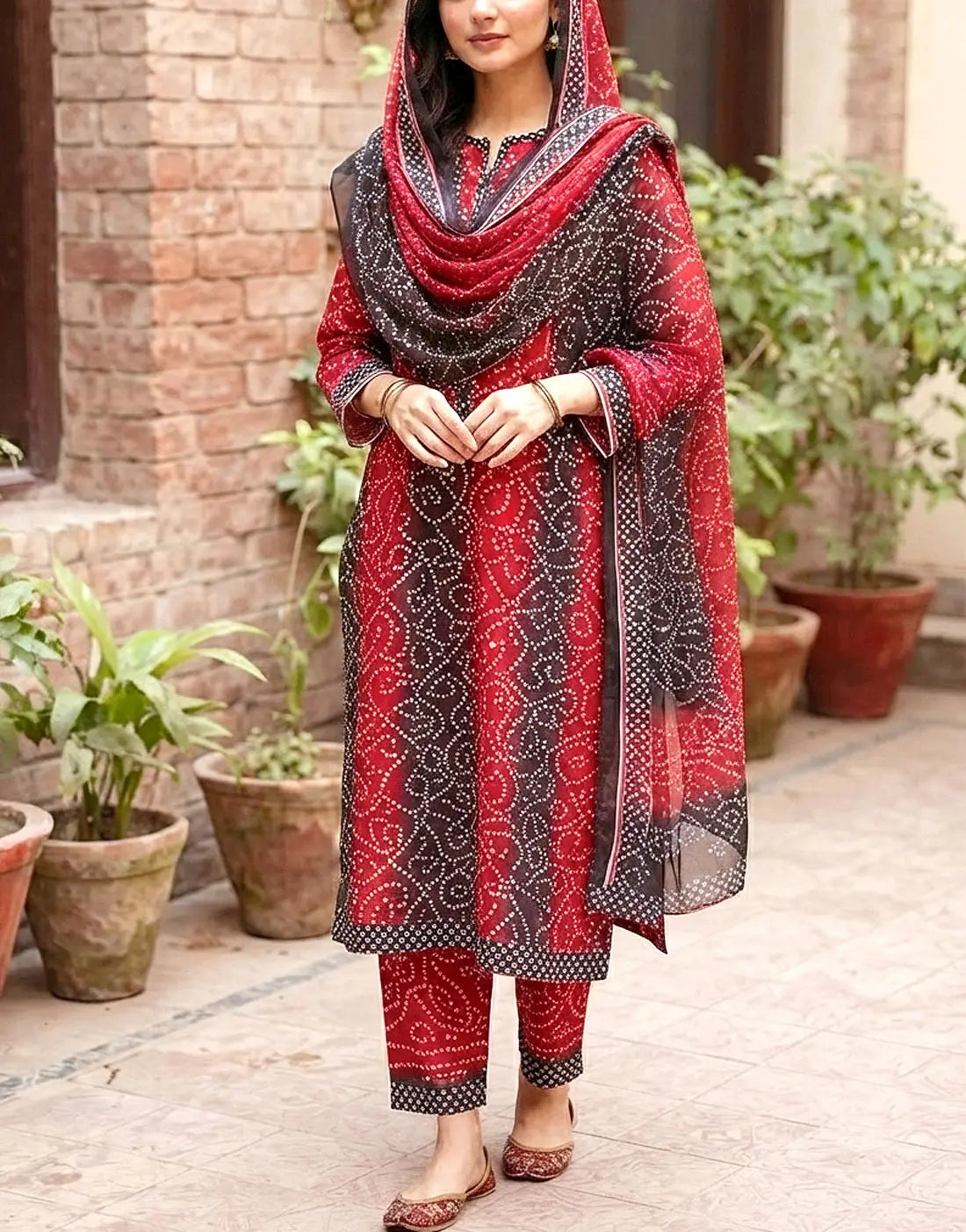 All-Over Chunri Print 3-Piece Lawn Dress Design with Soft Chiffon Dupatta – Best Price Online in Pakistan