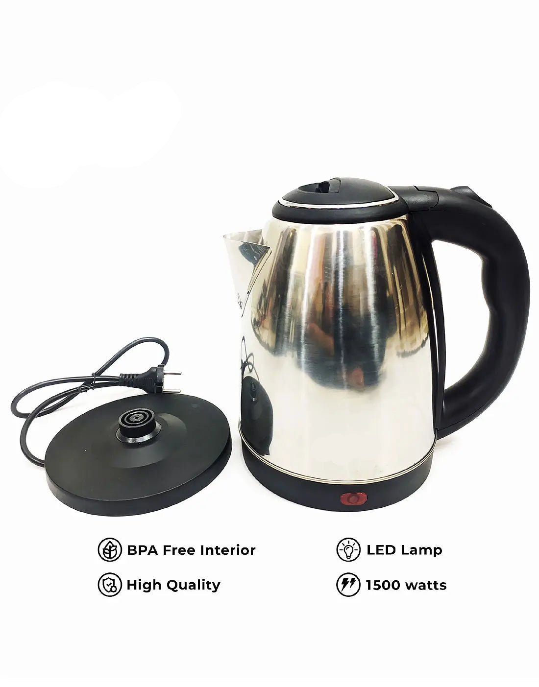 Cordless Stainless Steel Electric Kettle 2L 1500W