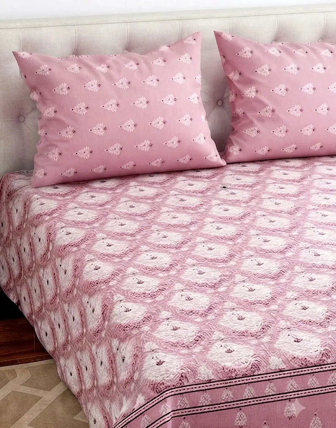 Salonika 3-Piece Mix Cotton King Size Bedsheet with Pillow Covers