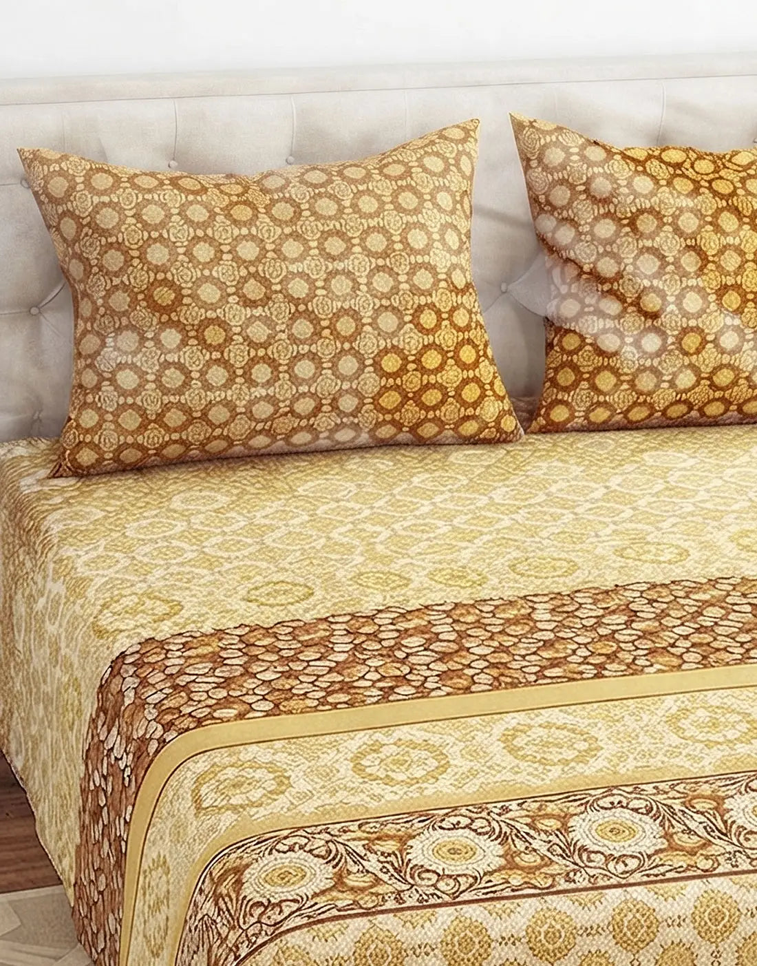 Salonika 3-Piece Mix Cotton King Size Bedsheet with Pillow Covers