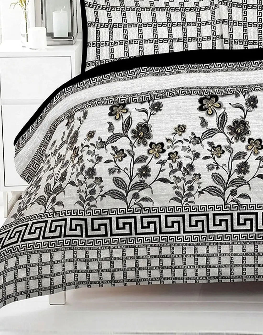 Salonika 3-Piece Mix Cotton King Size Bedsheet with Pillow Covers