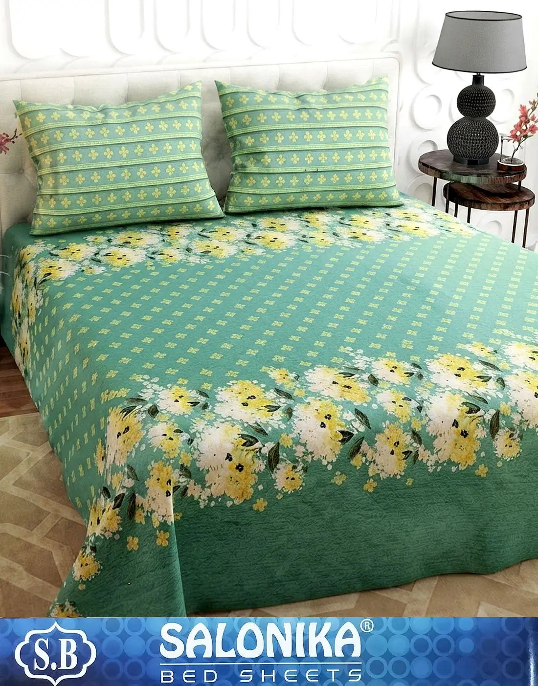 Salonika 3-Piece Mix Cotton King Size Bedsheet with Pillow Covers