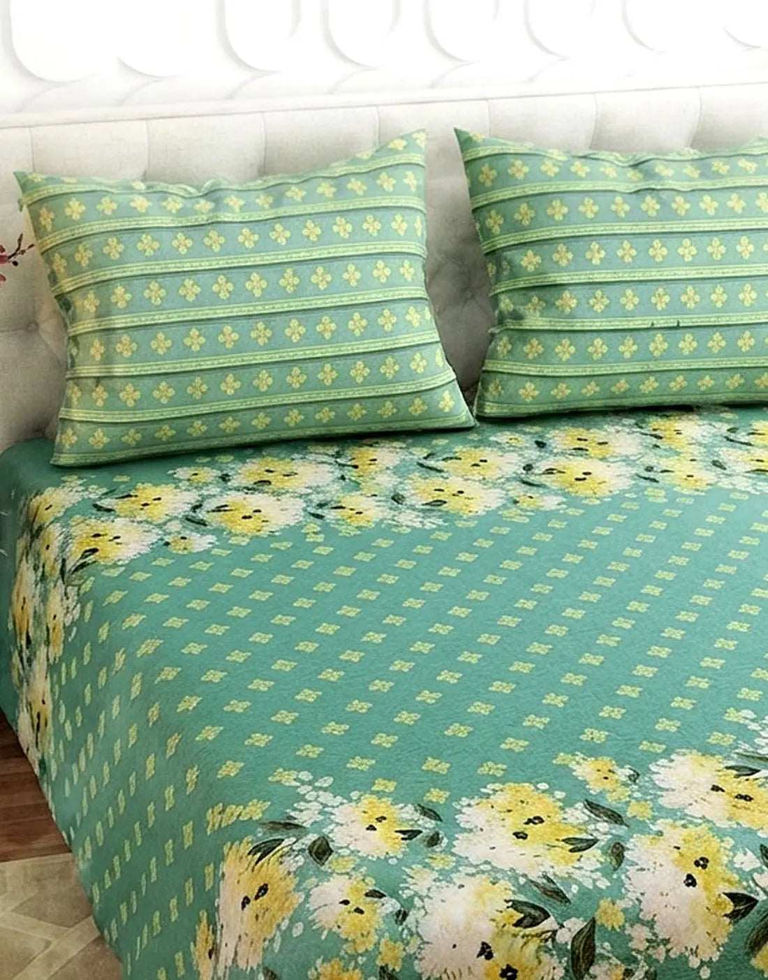 Salonika 3-Piece Mix Cotton King Size Bedsheet with Pillow Covers